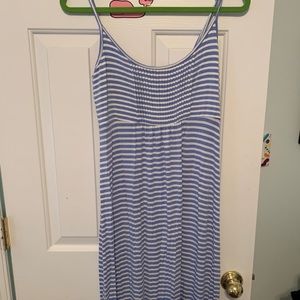 Calvin Klein blue and white stripped maxi dress